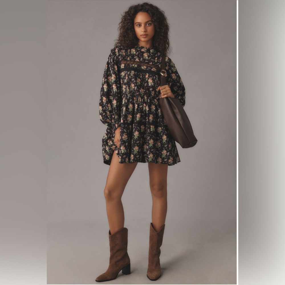 NWT Anthropologie Pilcro Long-Sleeve Mock-Neck Swing Mini Dress | XS